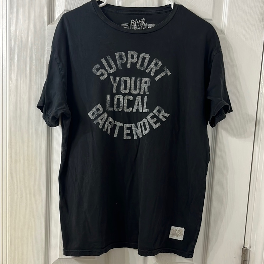 Black Support Your Local Bartender T-Shirt from Original Retro Brand